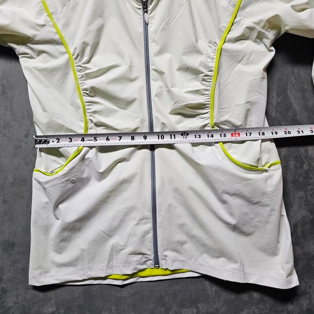 SwingDish Womens Golf‎ Jacket White Neon Yellow JOO1-01 Ruched Full Zip XL
